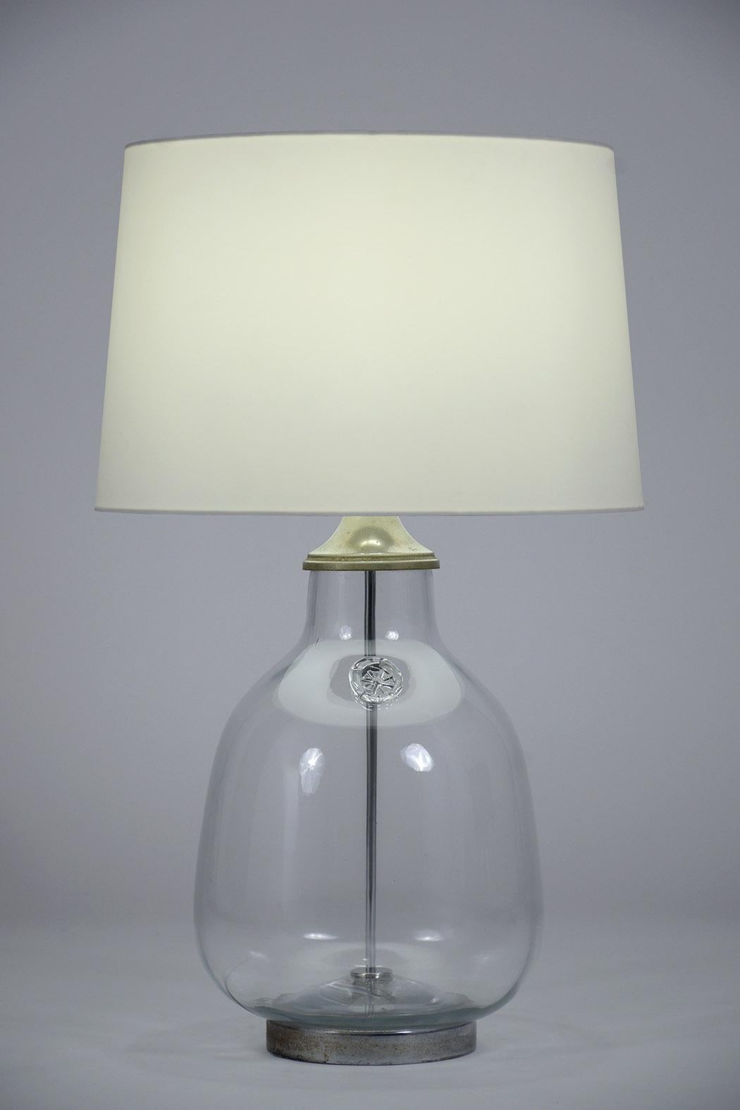 Mid-Century Modern Pair of Clear Blown Glass Table Lamps