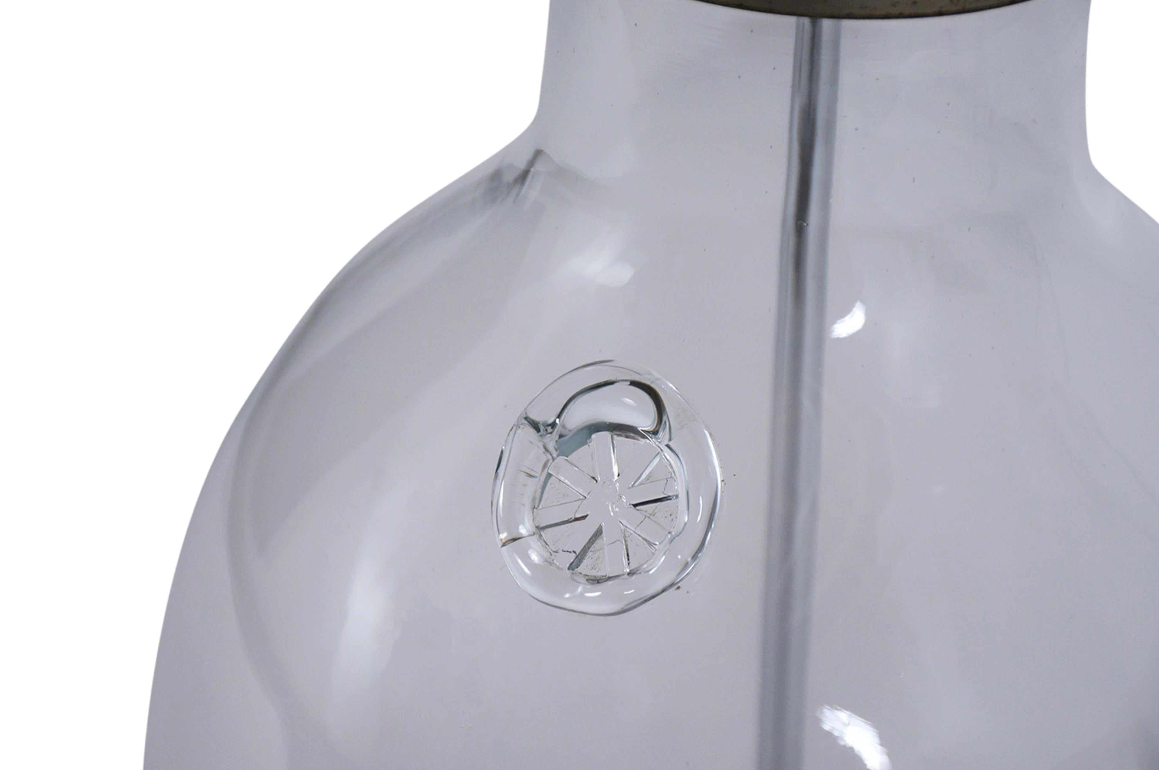 Pair of Clear Blown Glass Table Lamps In Good Condition In Los Angeles, CA