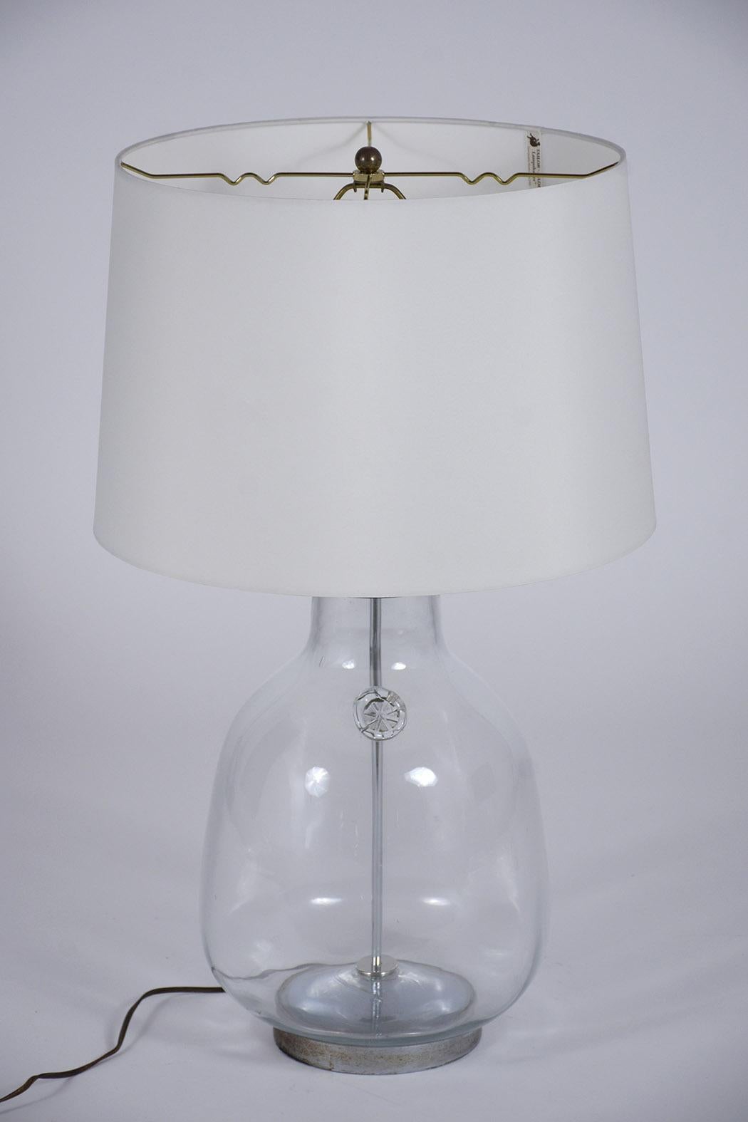 Plastic Pair of Clear Blown Glass Table Lamps