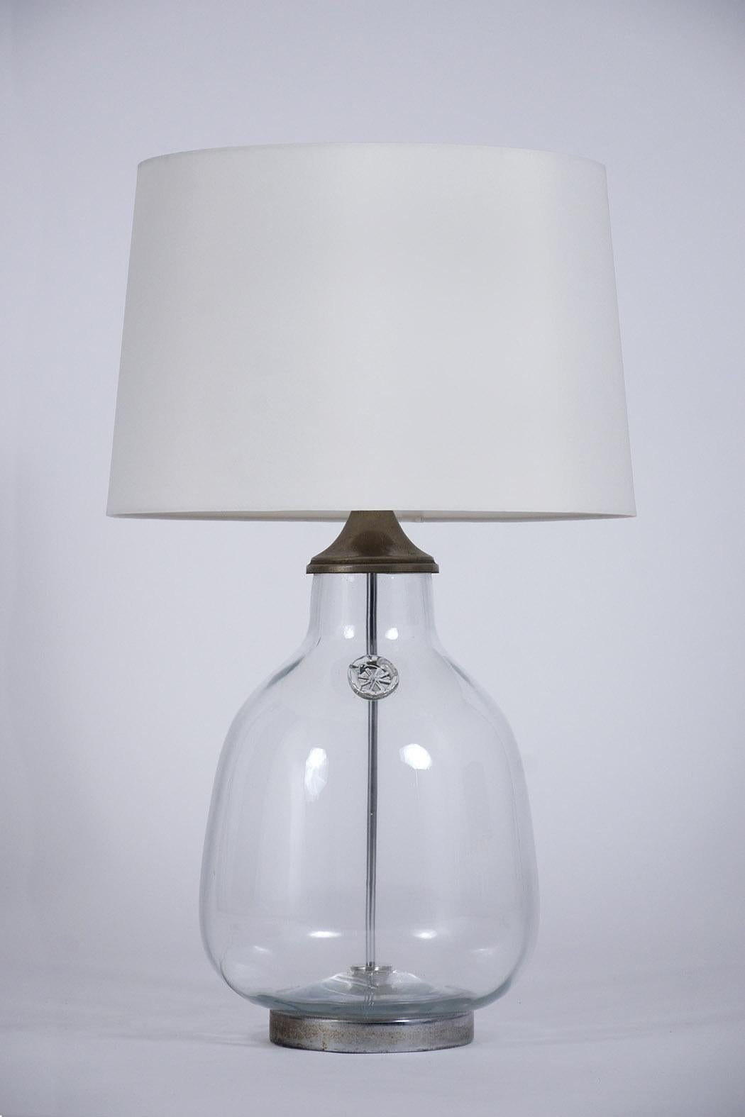 Pair of Clear Blown Glass Table Lamps 1