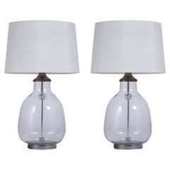 Pair of Clear Blown Glass Table Lamps