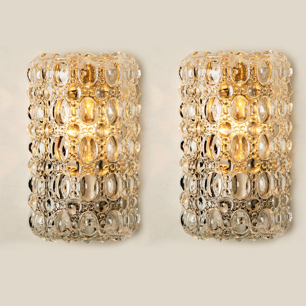 Pair of Clear Bubble Glass Wall Sconces in the Style of Helena Tynell, 1970s 2