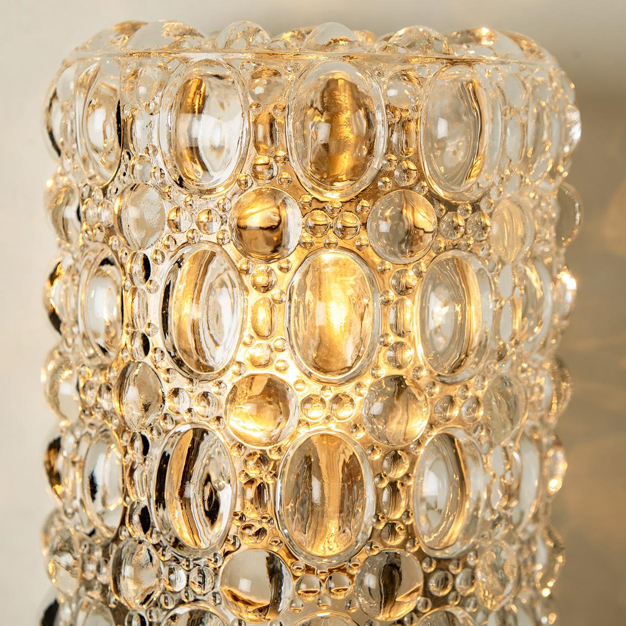 German Pair of Clear Bubble Glass Wall Sconces in the Style of Helena Tynell, 1970s