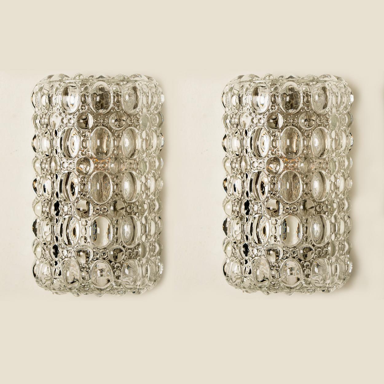 Other Pair of Clear Bubble Glass Wall Sconces in the Style of Helena Tynell, 1970s