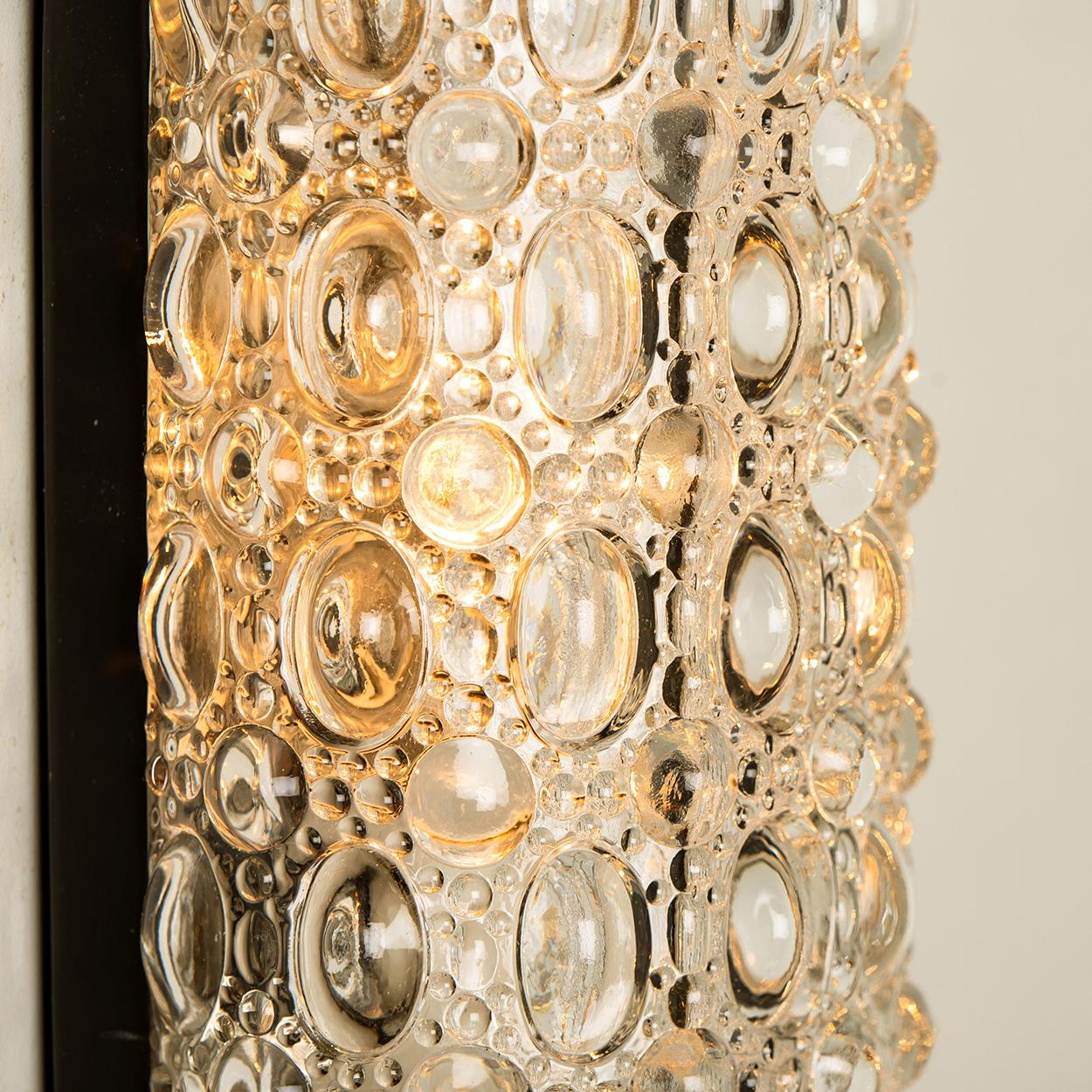 Blown Glass Pair of Clear Bubble Glass Wall Sconces in the Style of Helena Tynell, 1970s