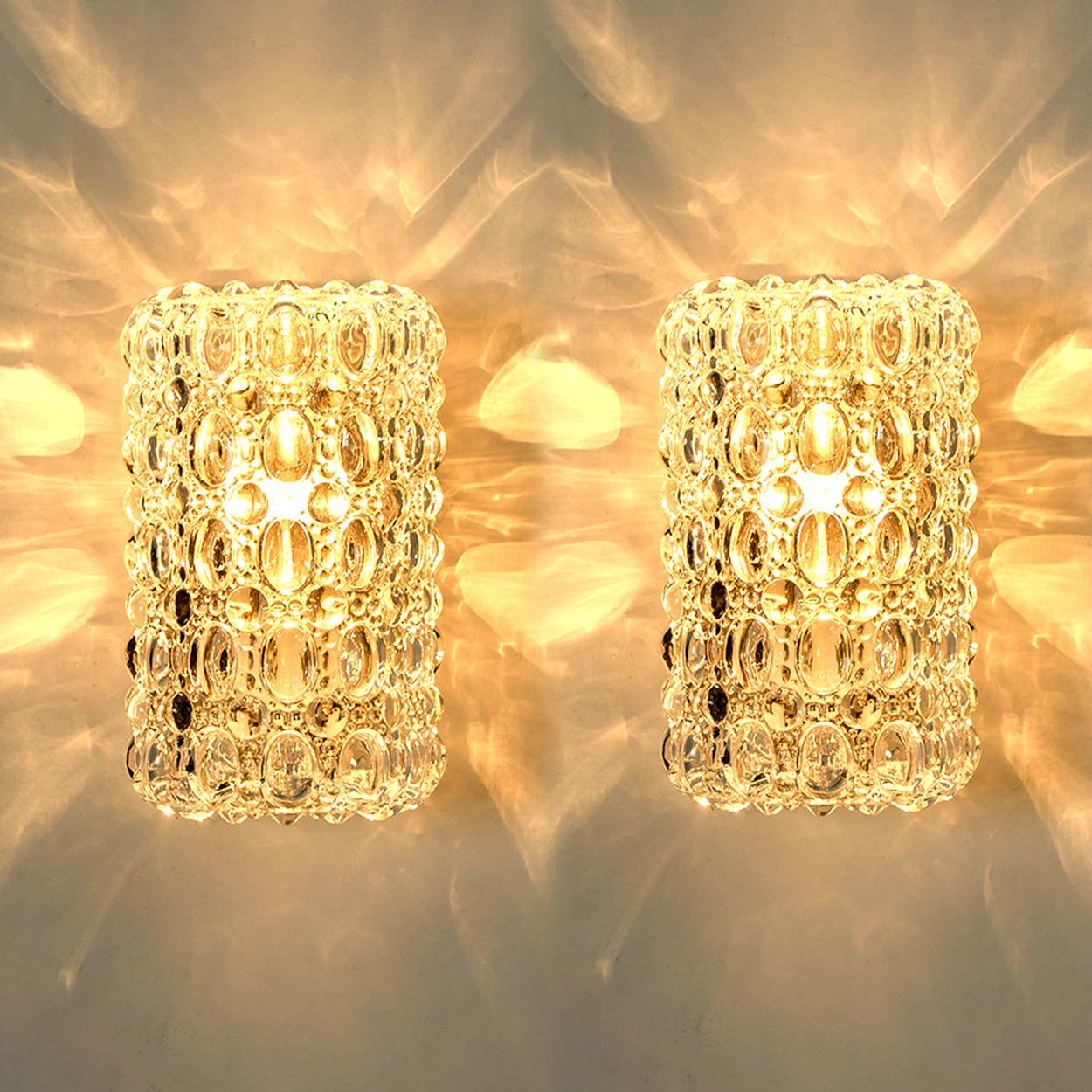 Pair of Clear Bubble Glass Wall Sconces in the Style of Helena Tynell, 1970s 1