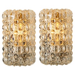 Pair of Clear Bubble Glass Wall Sconces in the Style of Helena Tynell, 1970s