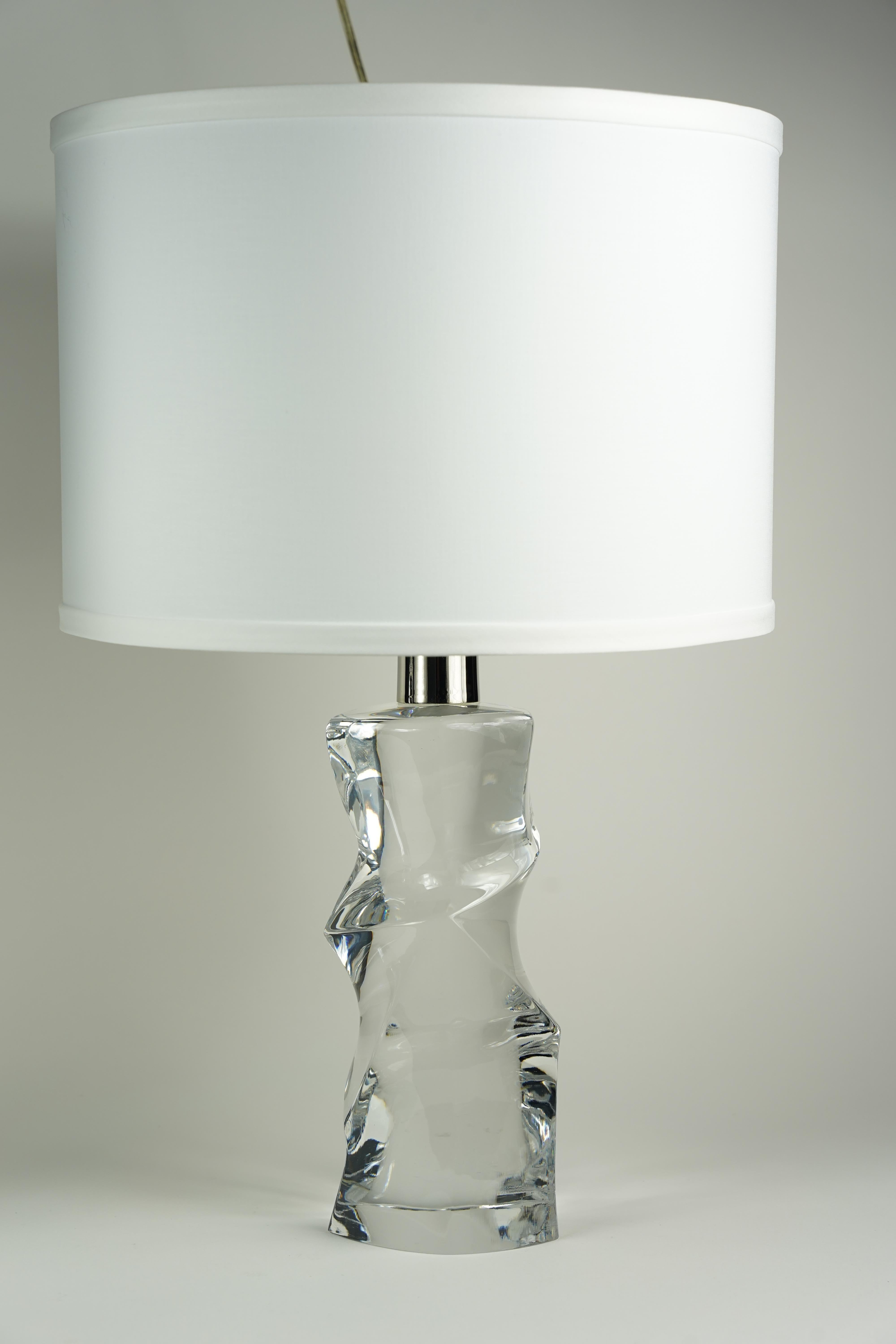 Moulage Paire de lampes Orrefors en cristal transparent, Olle Alberius, Suède, 1970 en vente