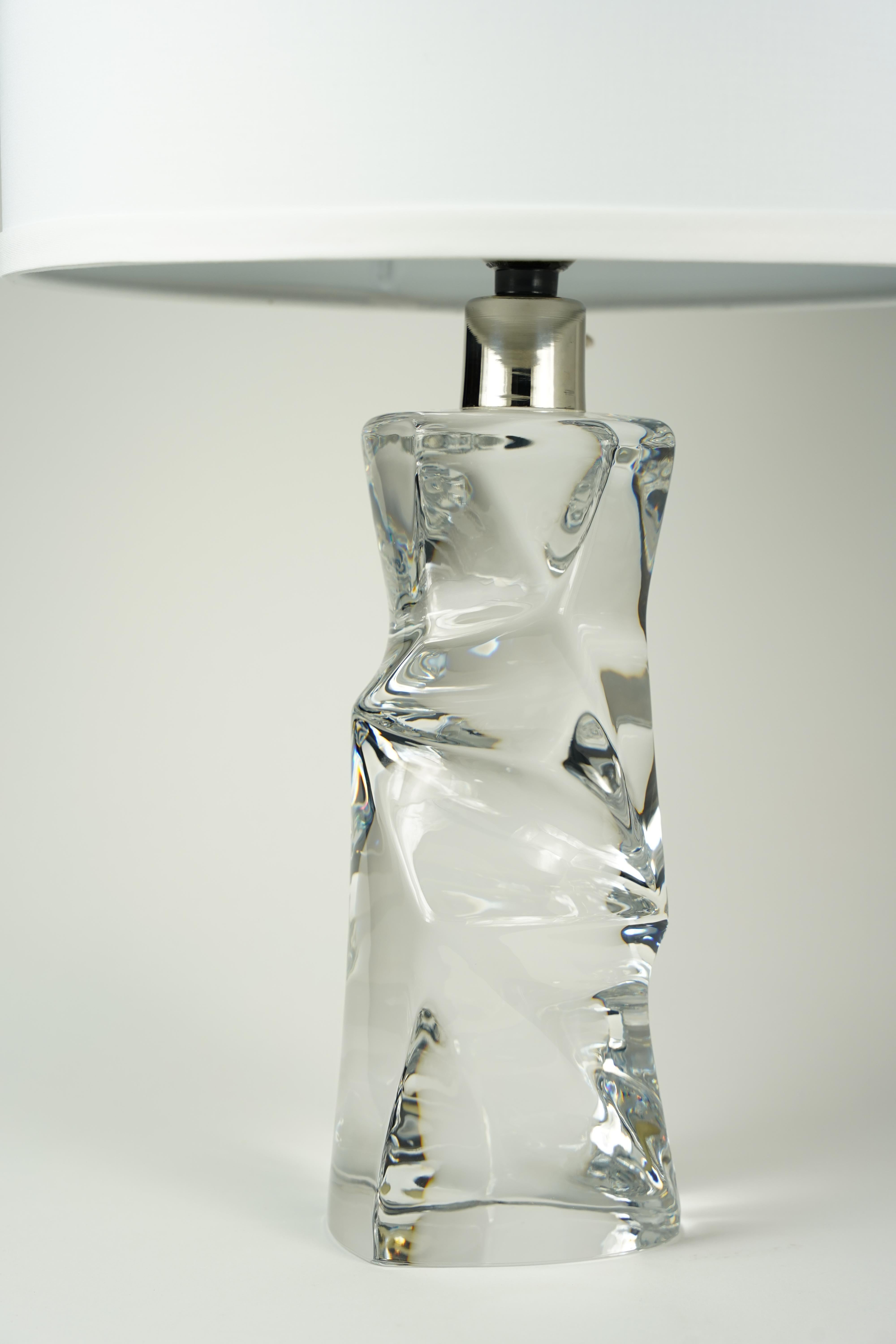 Paire de lampes Orrefors en cristal transparent, Olle Alberius, Suède, 1970 Bon état - En vente à Bronx, NY