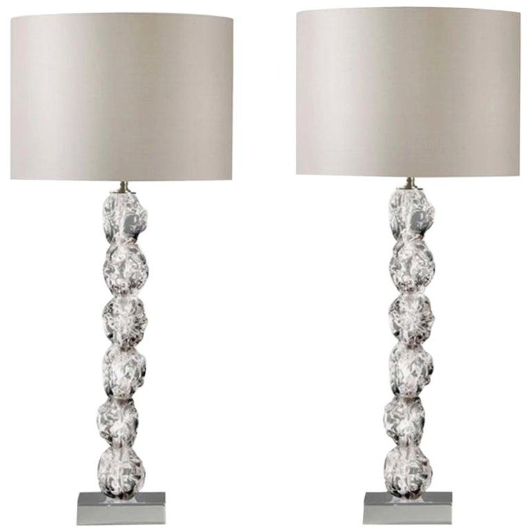 Pair Of Clear Crystal Rock Table Lamps, Clear Lamp Shades For Table Lamps