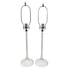 Pair of Clear Cut Glass Lamps