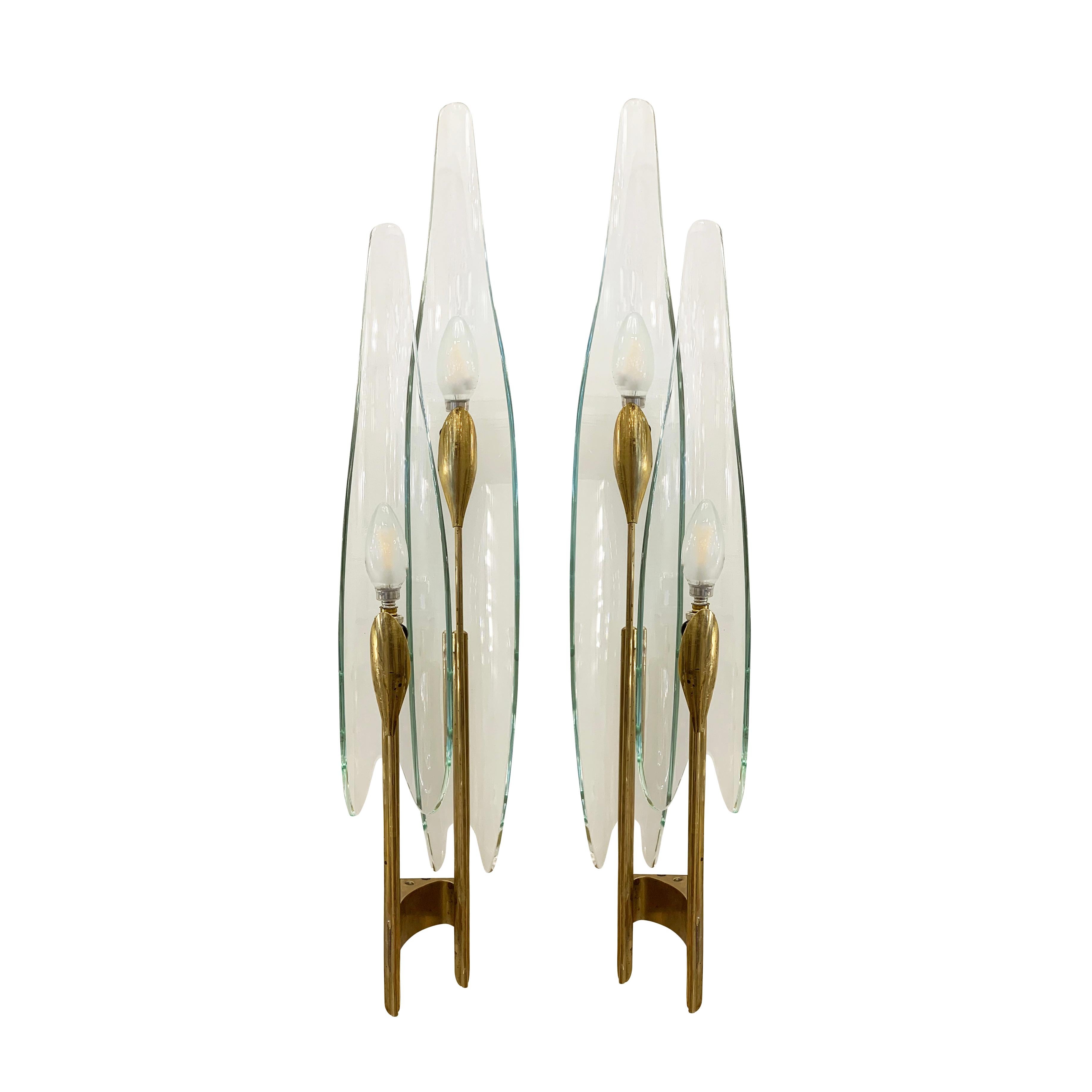 Magnifique paire d'appliques Fontana Arte, modèle 1461 de la série 
