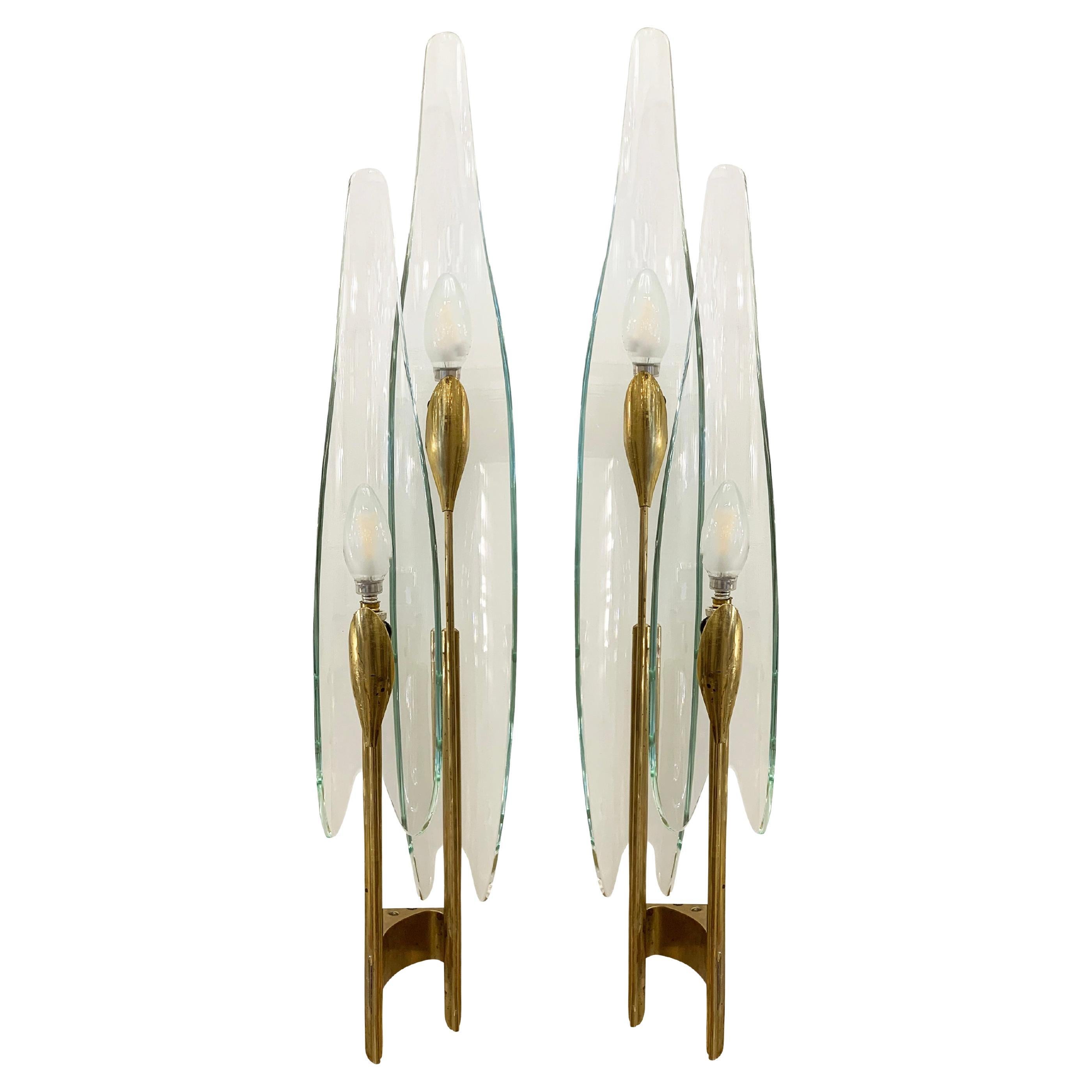 Pair of Clear "Dalia" Sconces by Max Ingrand for Fontana Arte