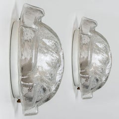 Pair of Clear Glass Leaf Wall Sconces/lights, 1970