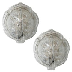 Pair of Clear Glass Leaf Wall Sconces/lights, 1970