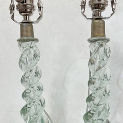 Pair of Clear Glass Murano Lamps