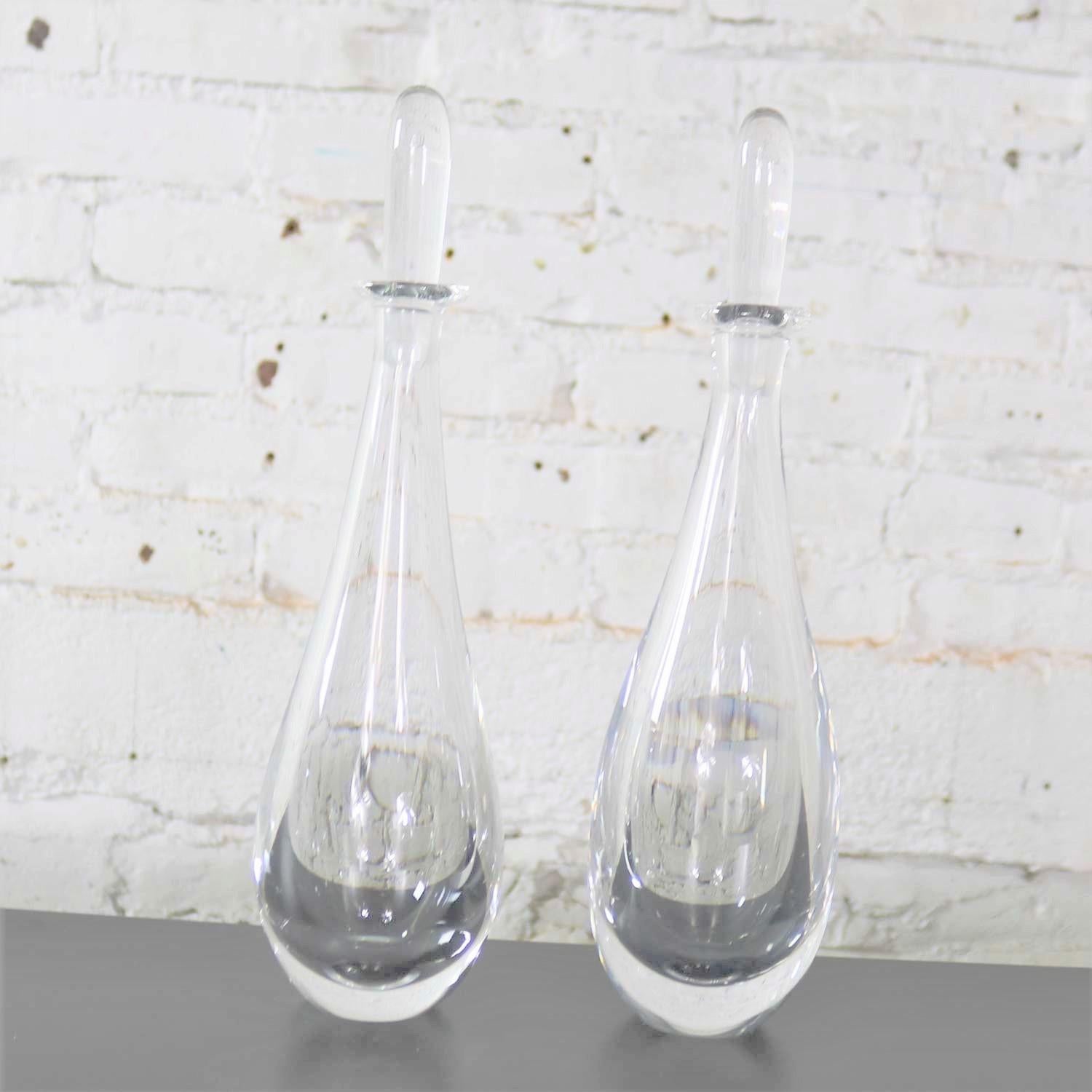 Scandinavian Modern Pair of Clear Glass Orrefors Decanters by Vicke Lindstrand Mid-Century Modern