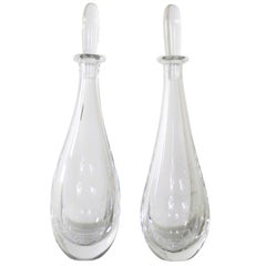 Vintage Pair of Clear Glass Orrefors Decanters by Vicke Lindstrand Mid-Century Modern