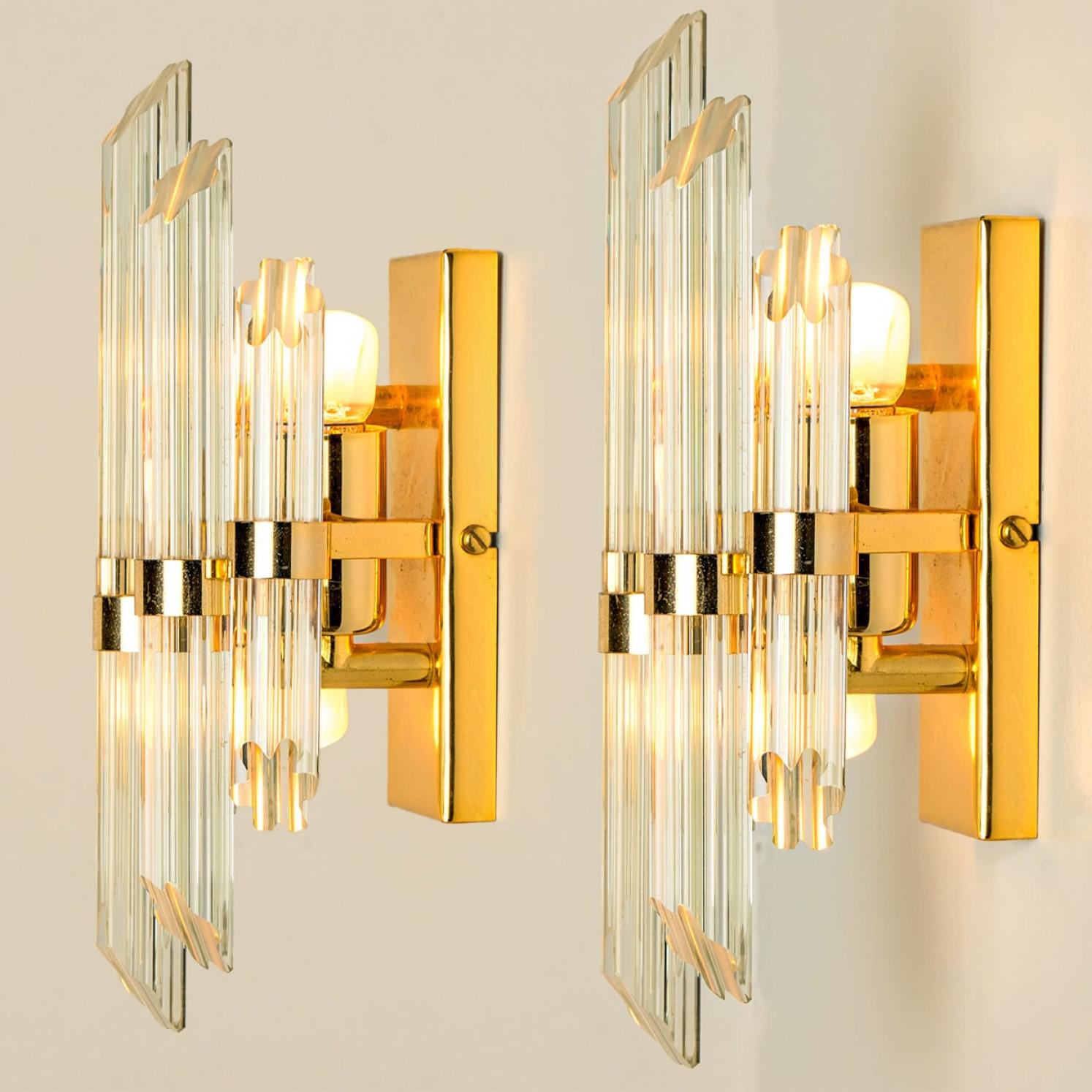 Mid-Century moderno Coppia di lampade in vetro dorato trasparente nello stile di Venini, Italia 2000 in vendita