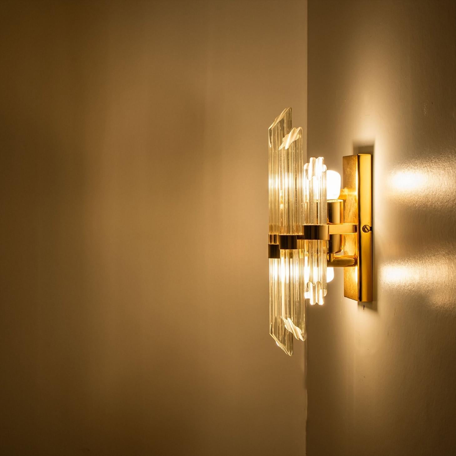 Altro Coppia di lampade in vetro dorato trasparente nello stile di Venini, Italia 2000 in vendita