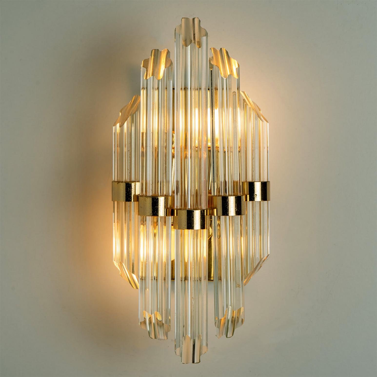 Vetro Coppia di lampade in vetro dorato trasparente nello stile di Venini, Italia 2000 in vendita