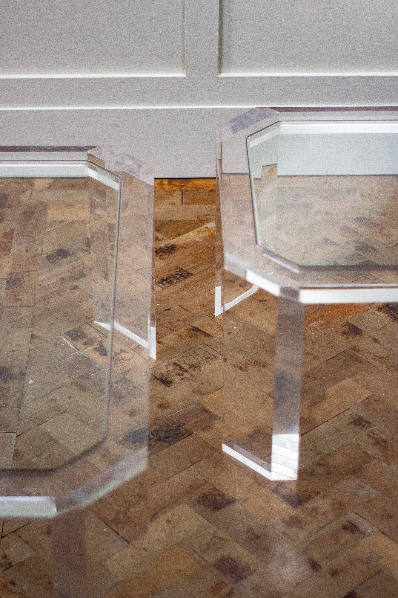 Mid-Century Modern Pair of Clear Lucite Tables