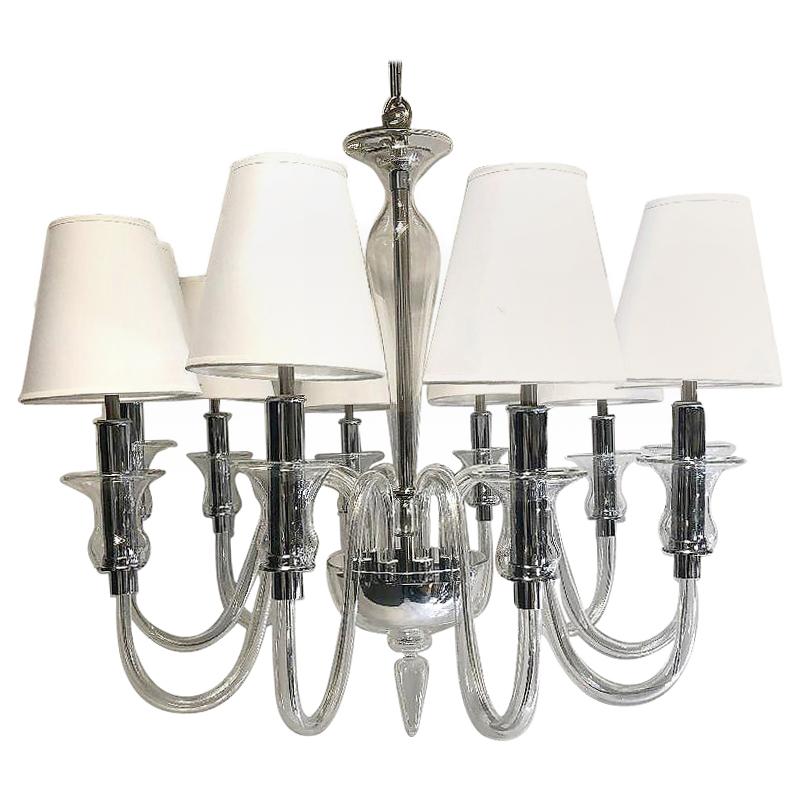 Pair of Clear Murano Chandeliers