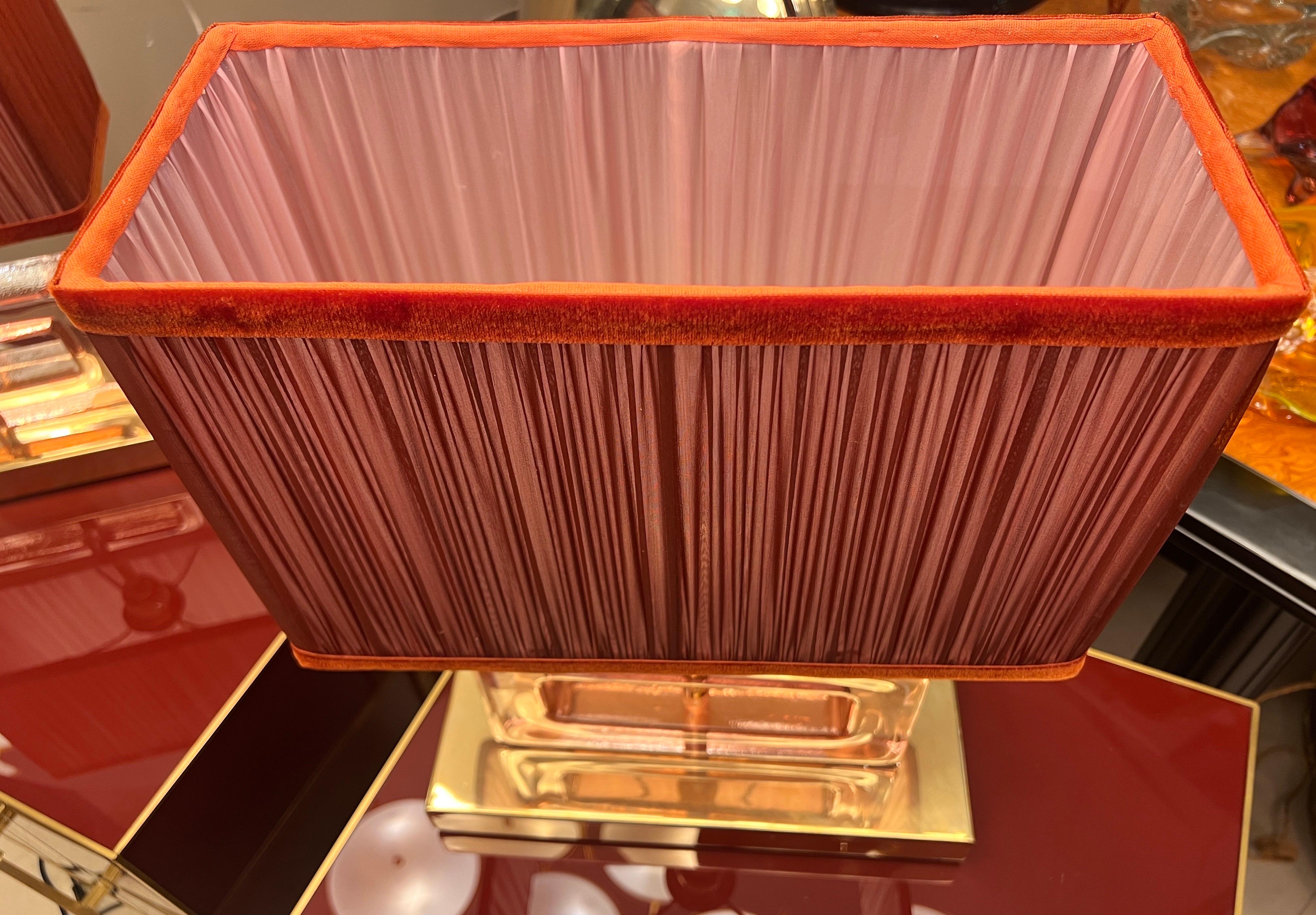 Pareja de Lámparas de Bloque de Cristal de Murano Transparente Efecto Hielo Rosa con nuestras Pantallas Italiano en venta