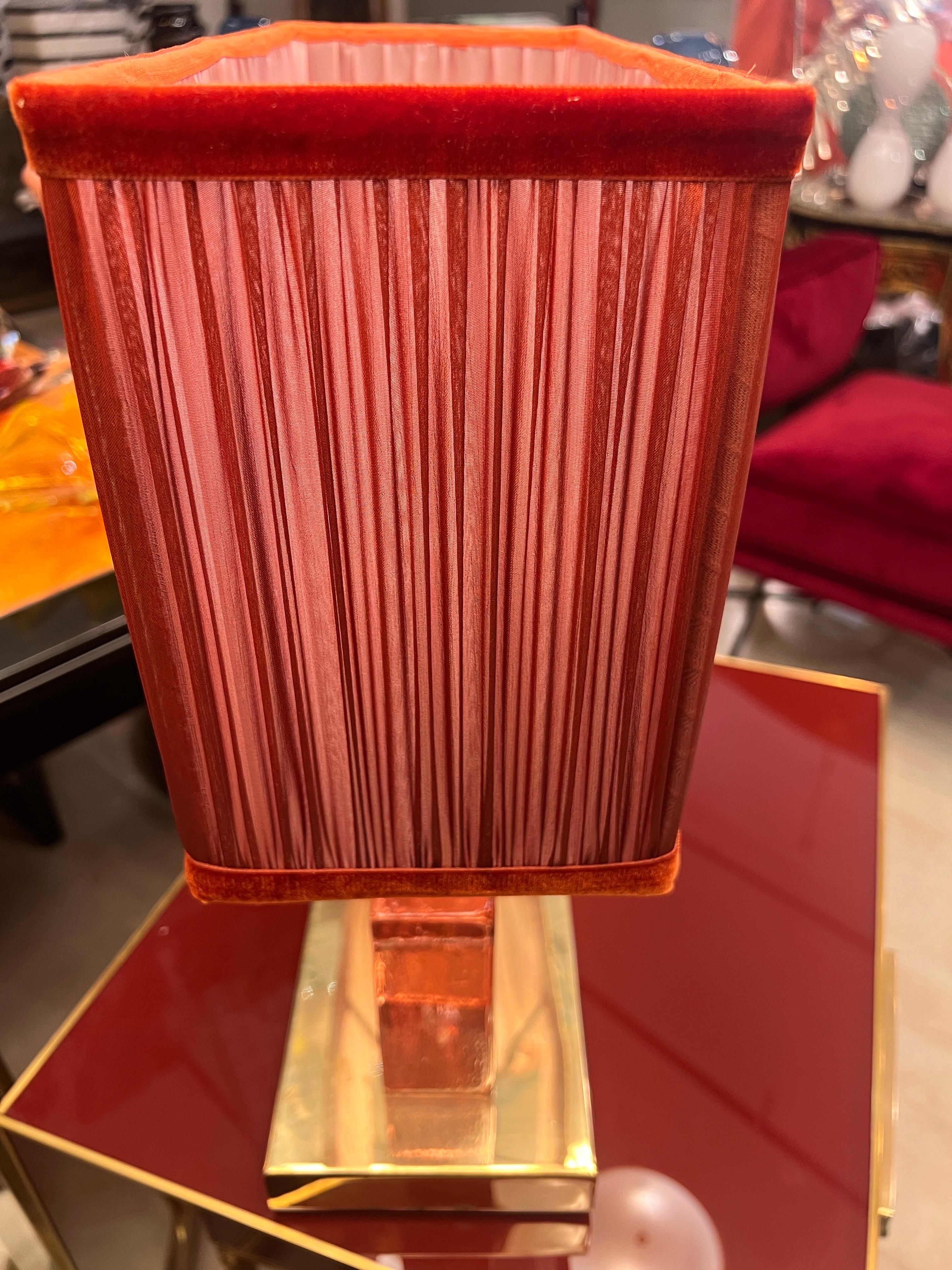 Pareja de Lámparas de Bloque de Cristal de Murano Transparente Efecto Hielo Rosa con nuestras Pantallas finales del siglo XX en venta