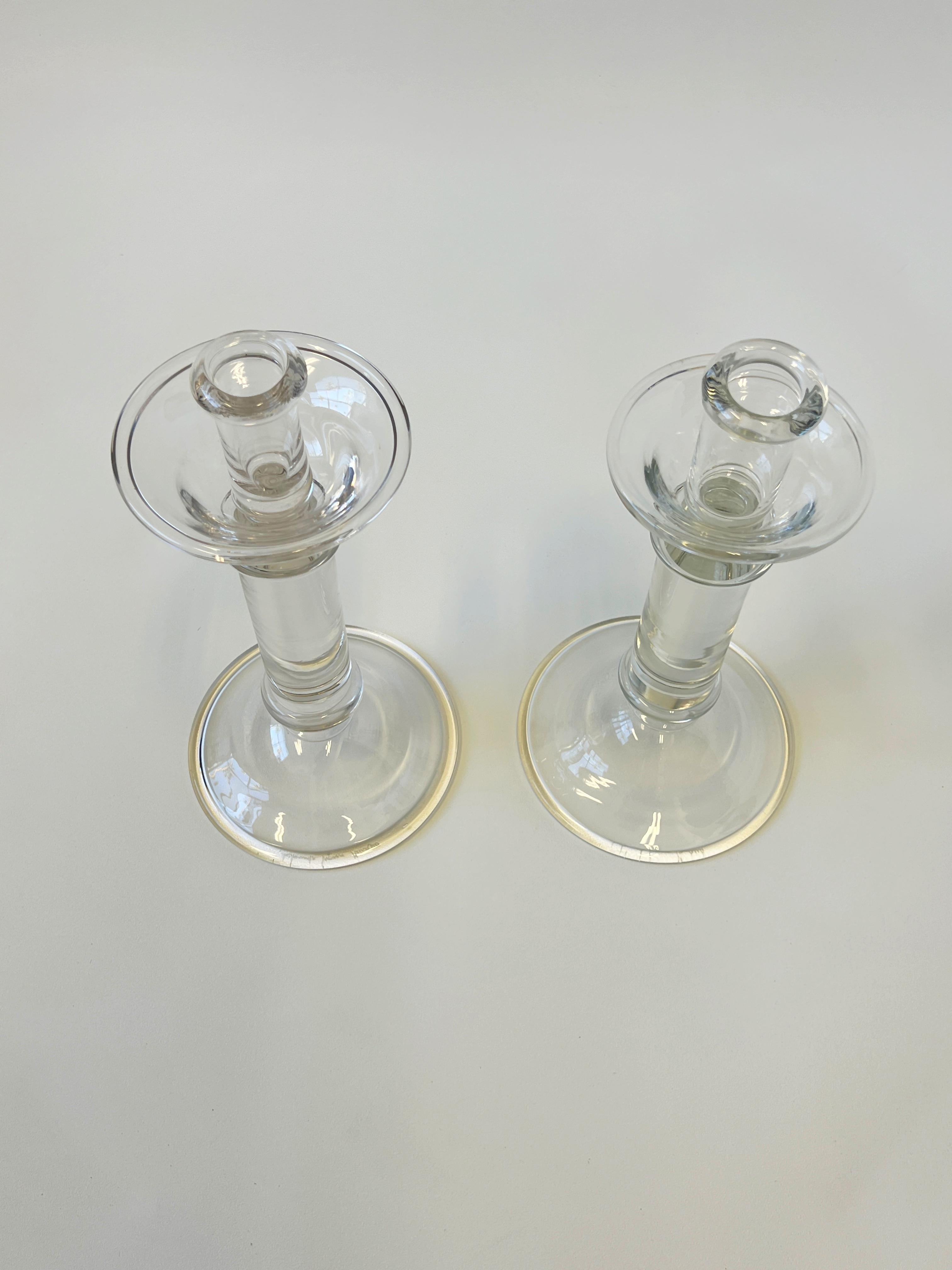 Modern Pair of Clear Murano Glass Candle Holders by Archimede Seguso For Sale