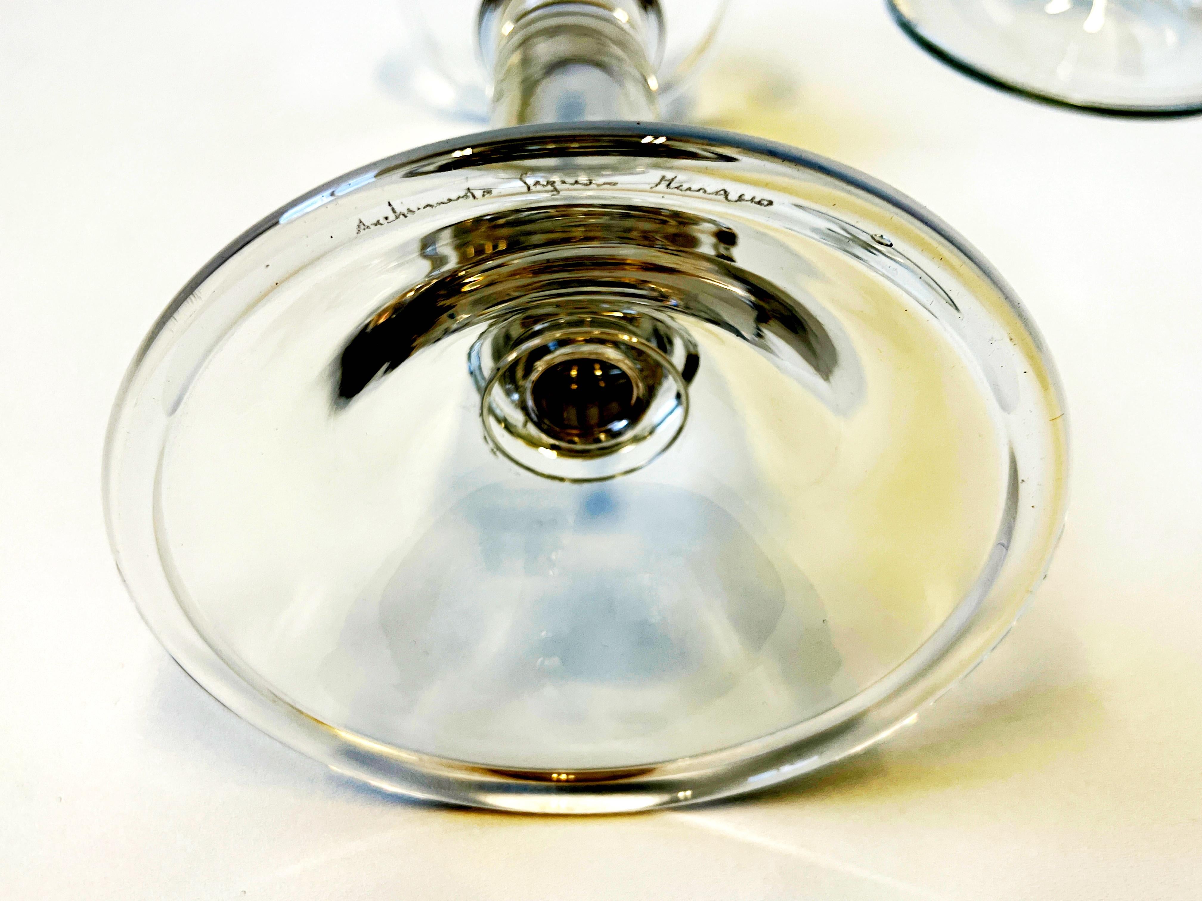 Poli Paire de bougeoirs en verre de Murano transparent par Archimede Seguso en vente