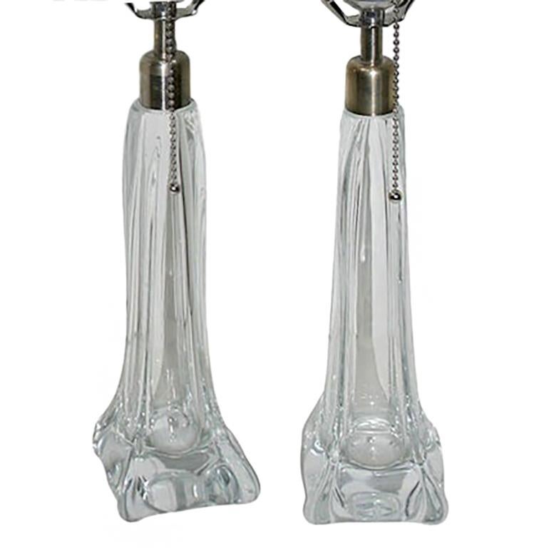 Pair of 1940s Italian clear Murano glass table lamps.

Measurements:
Height of body: 11