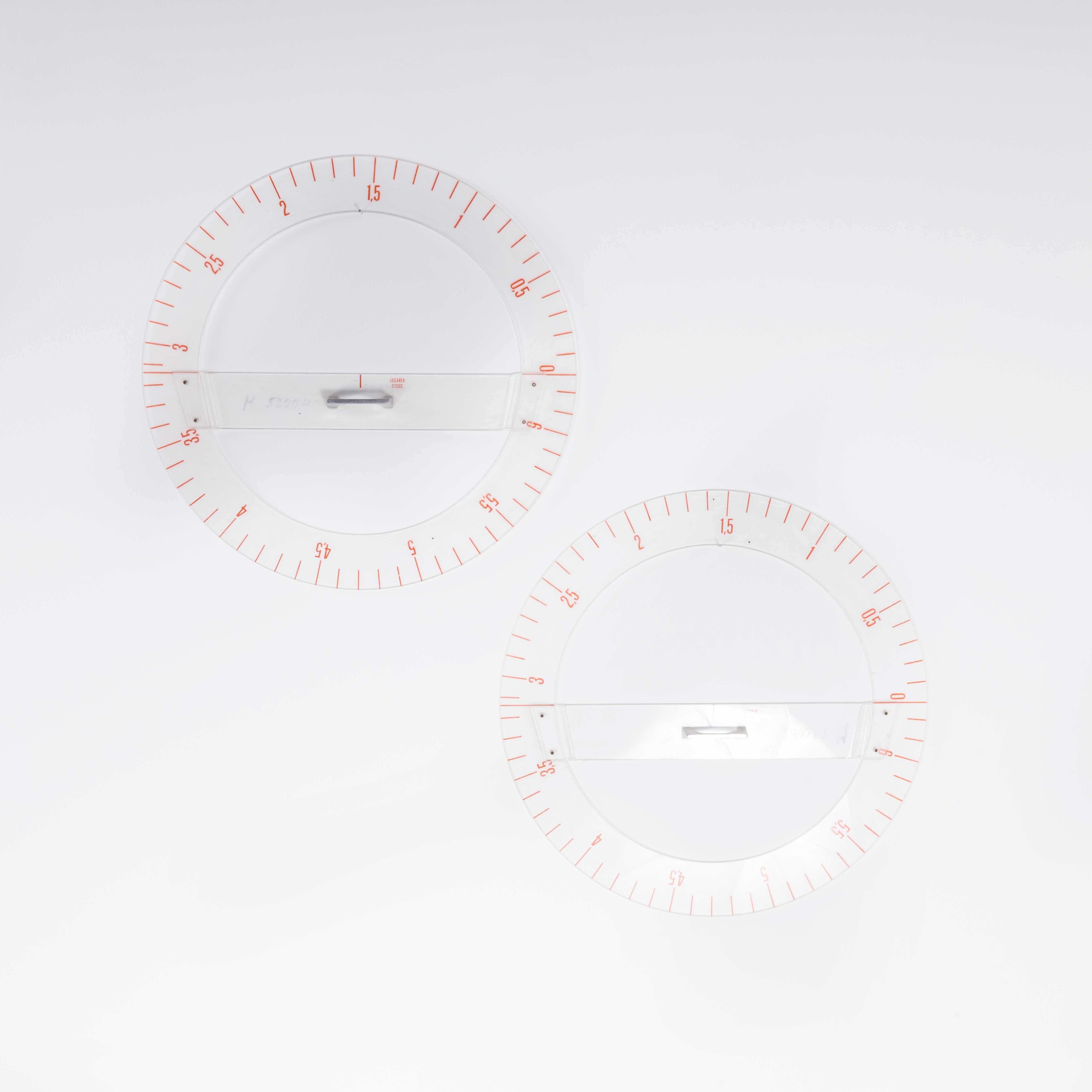 Mid-20th Century Pair of Clear Perspex Circular Stationery Shapes For Sale