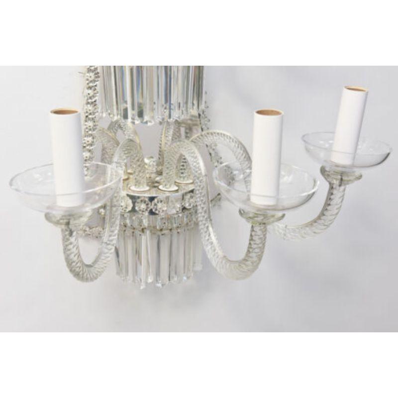 20th Century Pair of Clear Venetian Sconces with Silver Bell Backplates For Sale