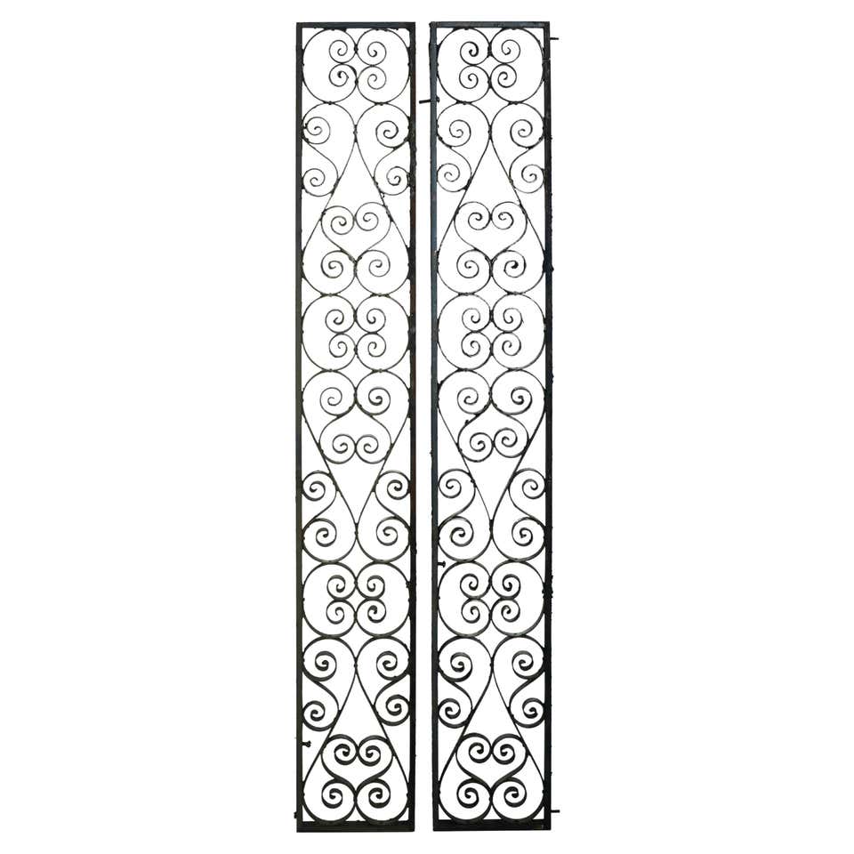 Pair Reclaimed 58 in. Curled Wrought Iron Vertical Panels For Sale at ...