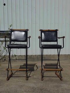 Pair of Cleo Baldon for Inca Campaign Style Bar Stools