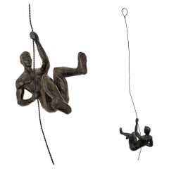 Used Pair of Climbing Man Rapel Style Wall Hanging Sculpture