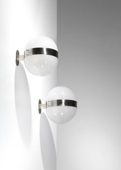 Pair of "Clio" sconces by Sergio Mazza glass nickel-plated metal 60's Artémide