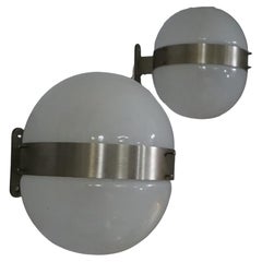 Pair of Clio sconces in opaline glass by Sergio Mazza for Artemide, Italy, 1960s