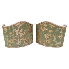 Pair of Clip-on Lampshades Rubelli Fabric Jade Green Les Indes Galantes Pattern