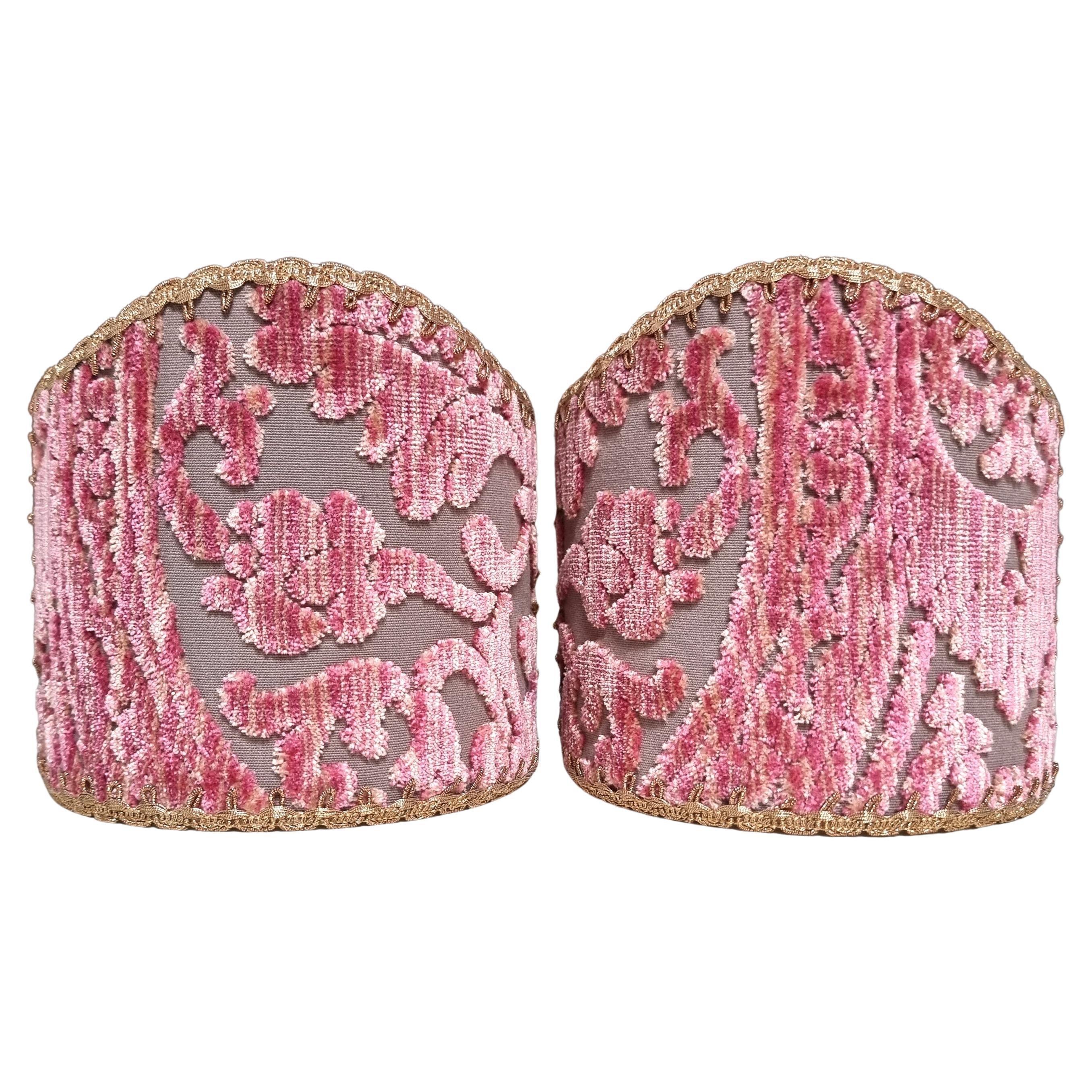 Pair of Clip-on Sconce Shades Luigi Bevilacqua Velvet Antique Pink Da Vinci  For Sale 3