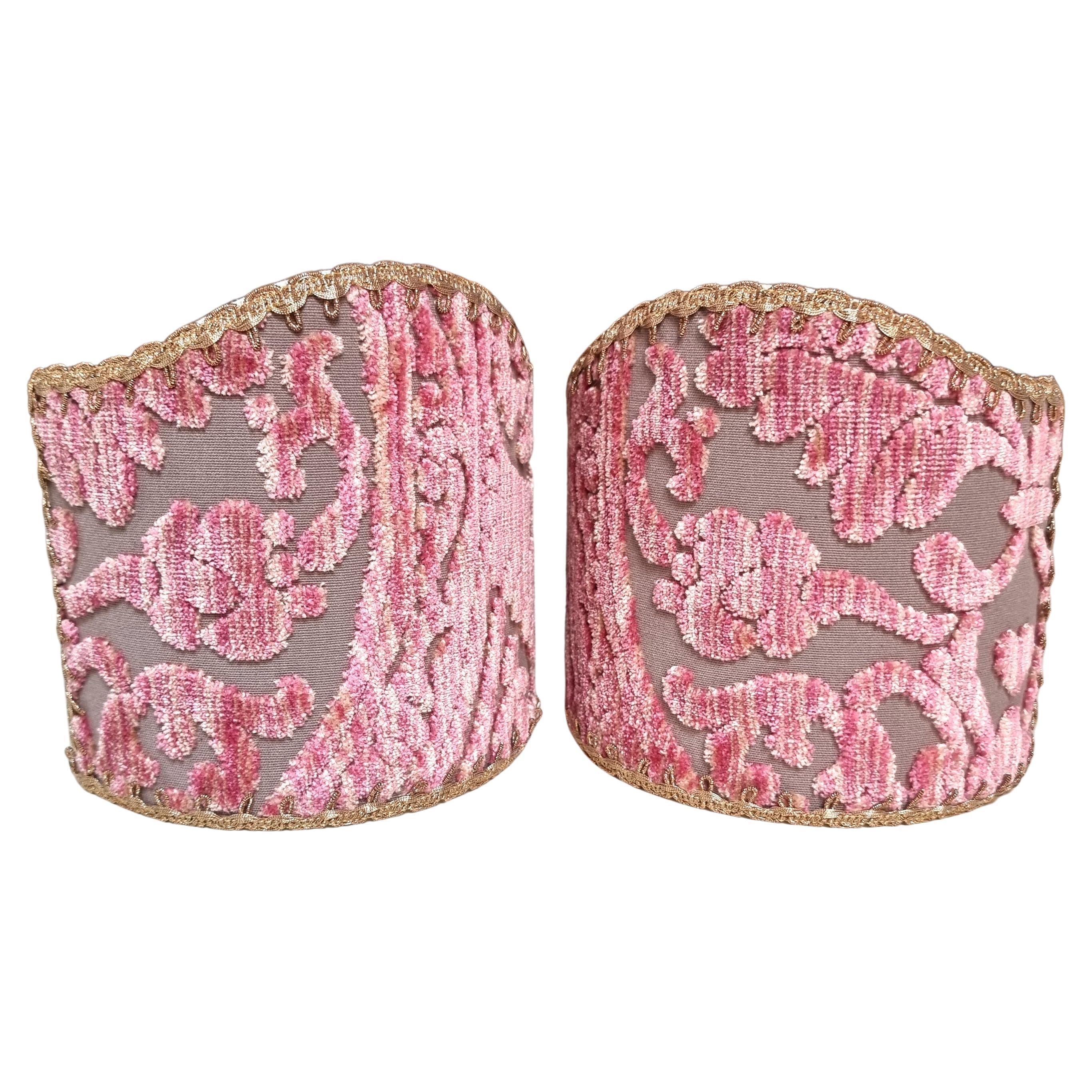Pair of Clip-on Sconce Shades Luigi Bevilacqua Velvet Antique Pink Da Vinci  For Sale 5