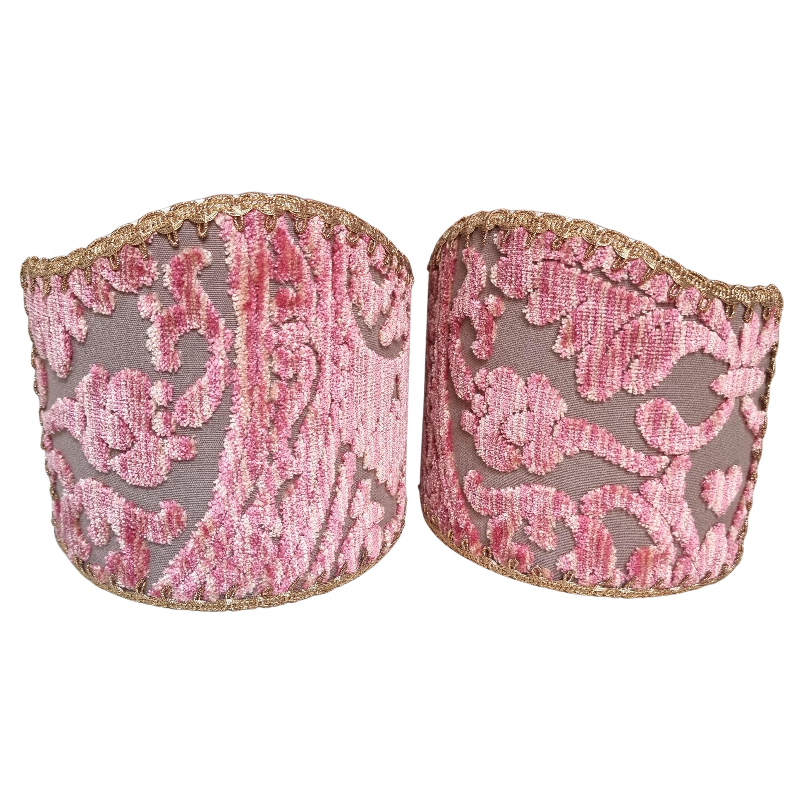 Pair of Clip-on Sconce Shades Luigi Bevilacqua Velvet Antique Pink Da Vinci  For Sale 6