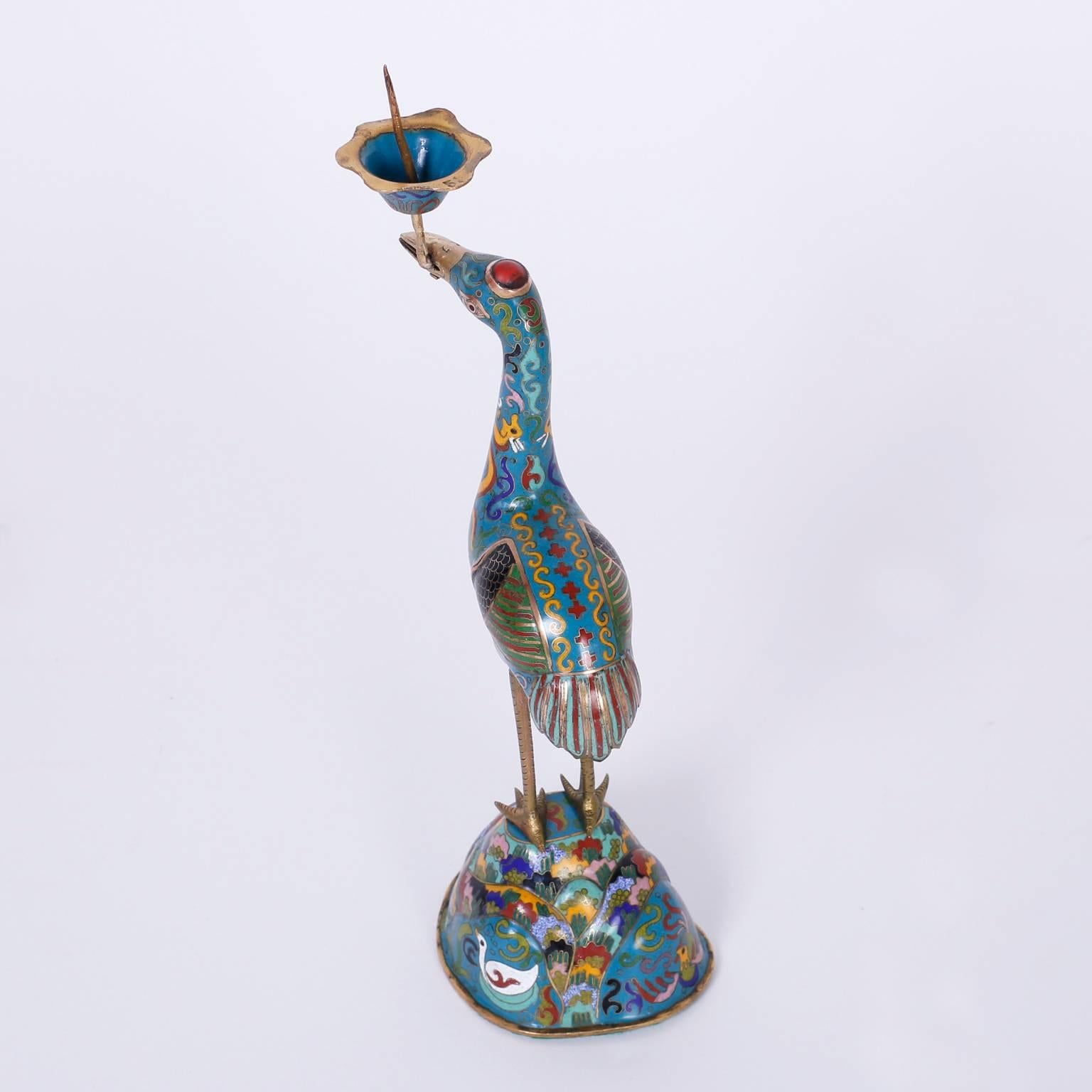 cloisonne candlesticks