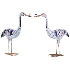 Paar Cloisonné-Vögel