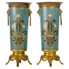 Pair of Cloisonné Bronze Vases by F. Barbedienne.