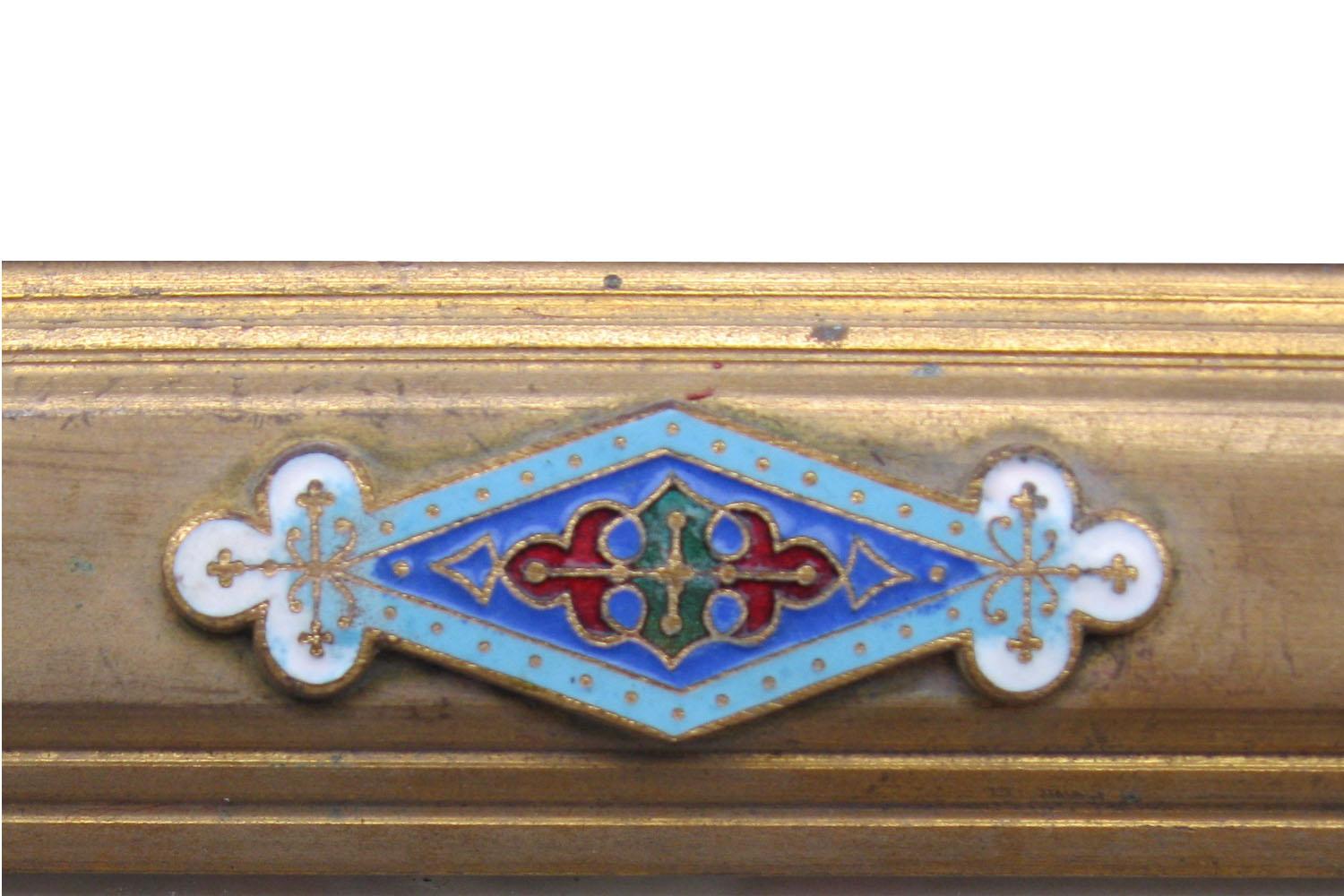 Cloissoné Pair of Cloisonné Enamel and Gilt Bronze Frames, Napoleon III Period For Sale