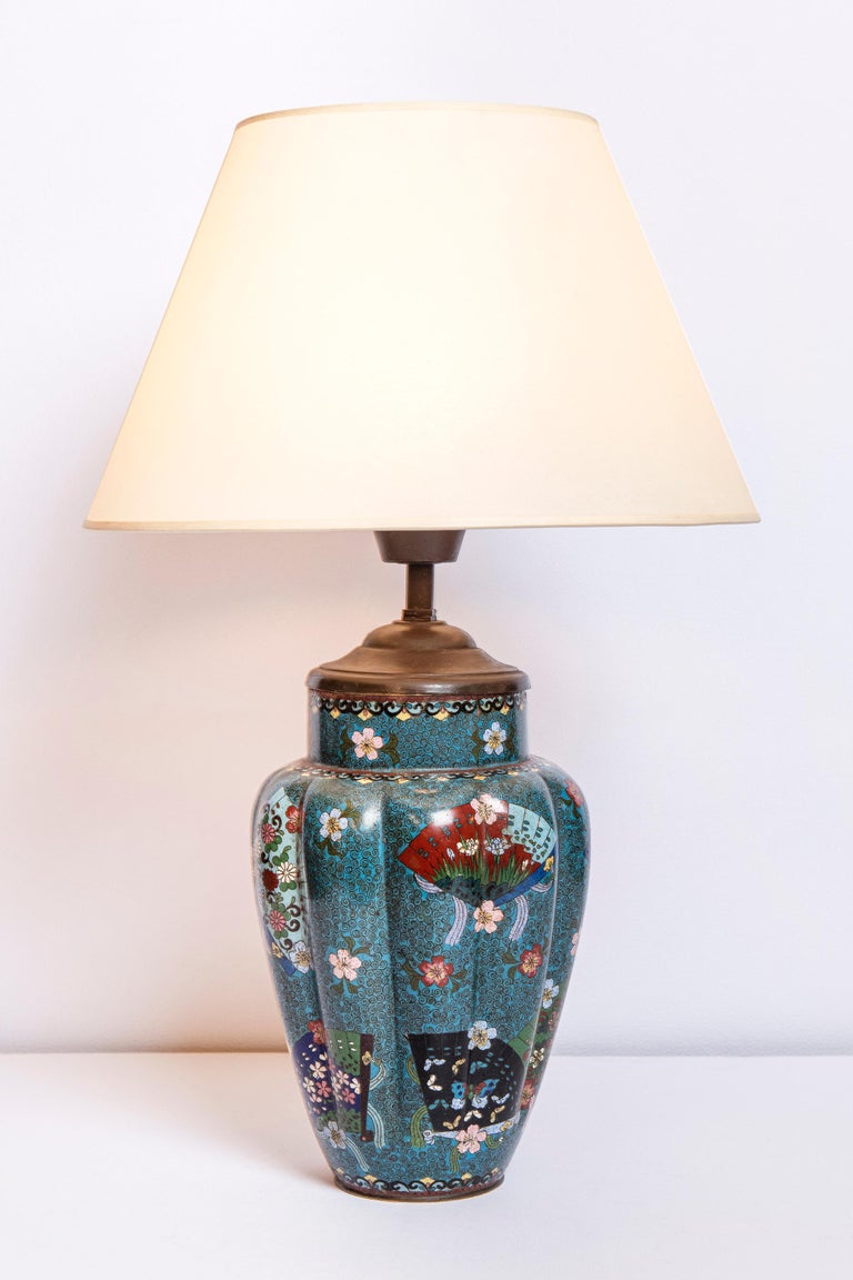 Pair Of Cloisonné Table Lamps Japan, Antique Cloisonne Table Lamps