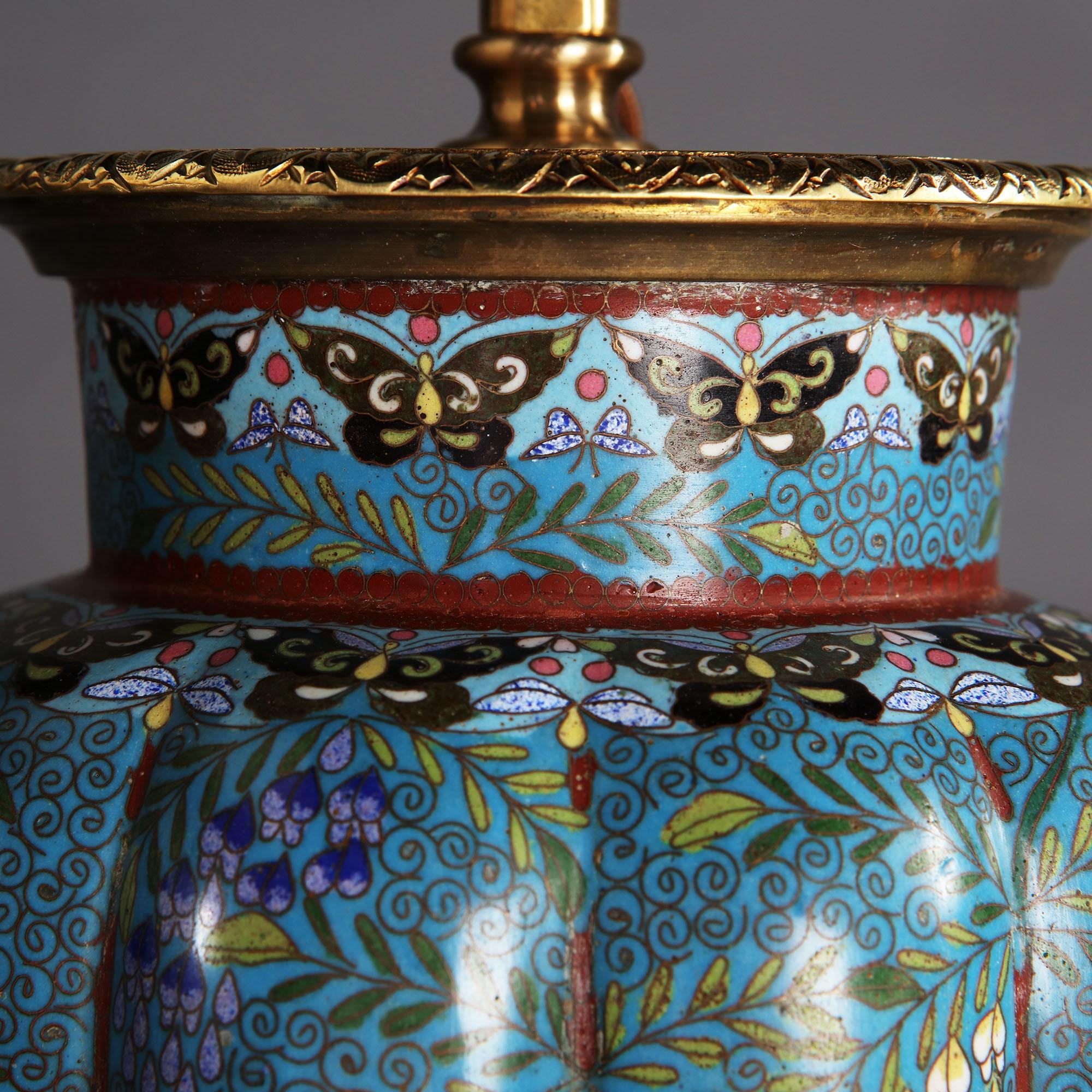 Pair of Cloisonné Vases as Lamps In Good Condition In London, GB