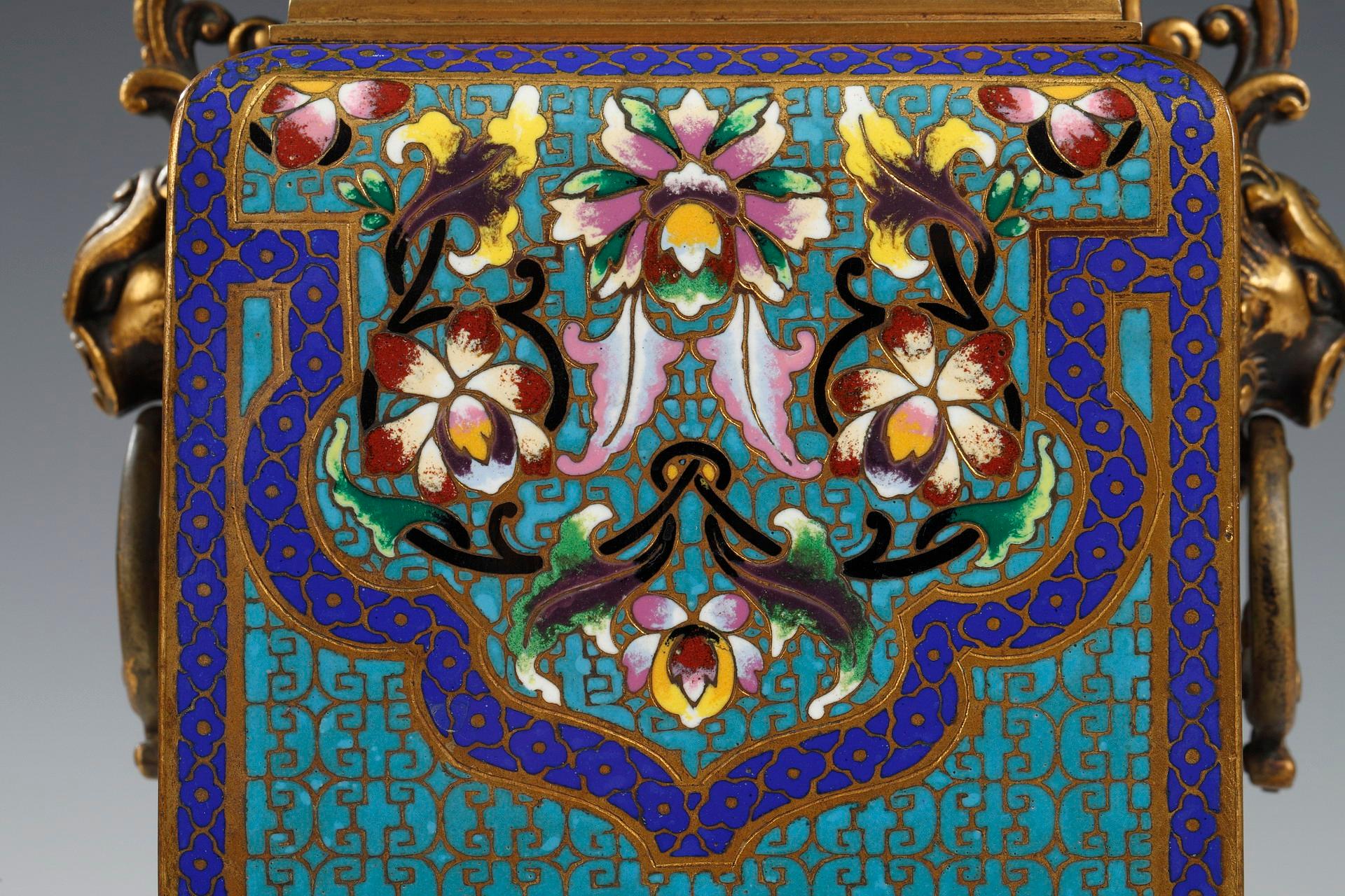 Pair of Cloisonné Vases Attributed to A. Giroux, France, Circa 1860 For Sale 1